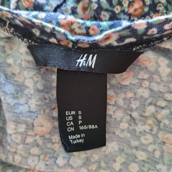 H&M Women's Blue Cotton Sweet Floral Printed Sleeveless Mini Dress Size Small - Picture 6 of 8